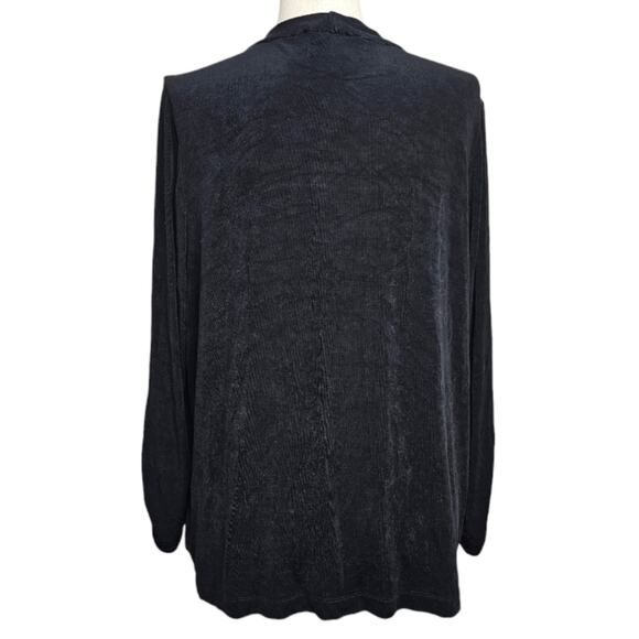 Travelers by Chico's Black Open Front Cardigan with Roushed Wrists Chico 3 US 16 - Picture 8 of 9